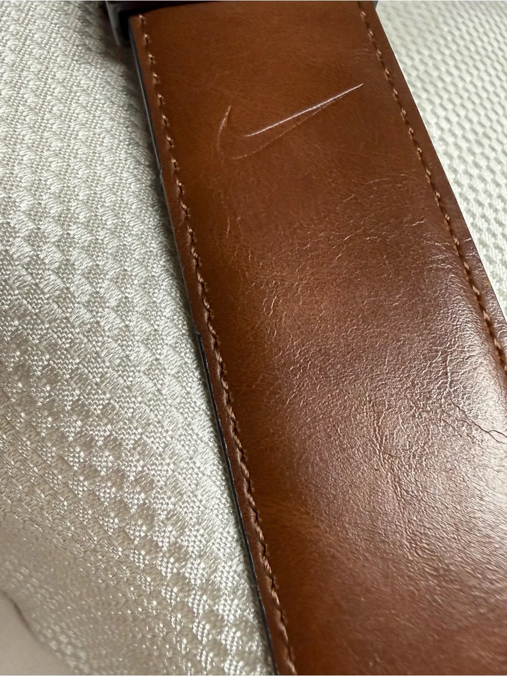 Classic Nike Black Reversible Leather Belt with Brown Interior